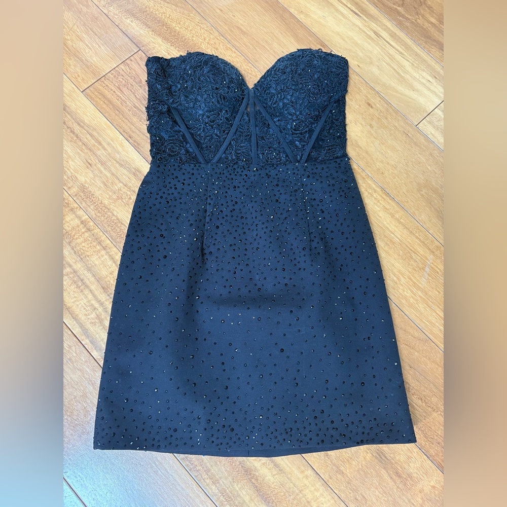 Sherri Hill Black Sweetheart Sheath Mini Dress